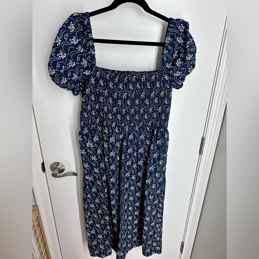 J.Crew Short-Sleeve Smocked Dress in Starry Swirl NWT